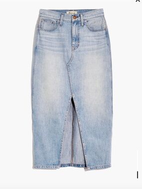 Madewell Light Blue Denim Straight Leg Skirt with Front Slit